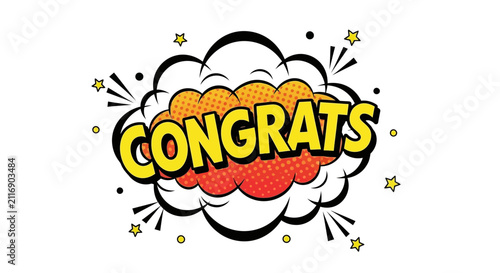 Comic Book Congratulations Speech Bubble with 