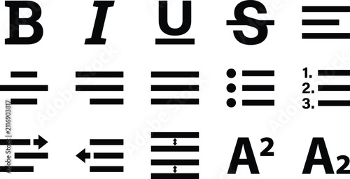 Quadro su tela Text Formatting and Typography Toolbar Icons Vector Set for Editors
