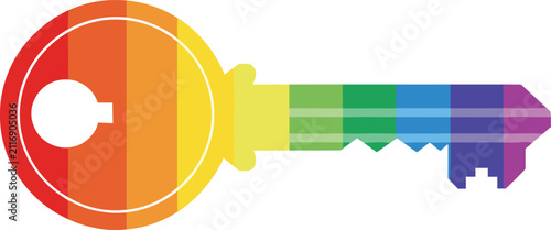 Rainbow key lgbtqia pride flag colors access concept security and solution symbol graphic