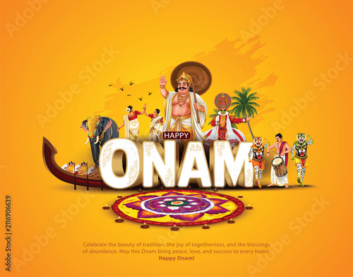 фотографія Celebrate the spirit of Onam with this vibrant and colorful abstract vector illustration showcasing the rich cultural heritage of Kerala