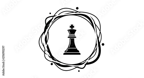 chess queen logo, black and white