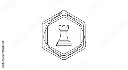 chess rook icon in hexagon shape