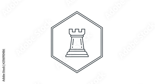 Chess Rook Icon inside Hexagon Badge