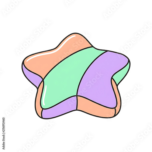 Cute Colorful Pastel Notched Fabric Star Illustration for Nursery Decor and Kids Design
