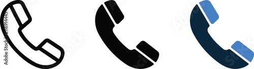 Bild auf Leinwand Set of telephone handset icons in outline filled and colorful design style