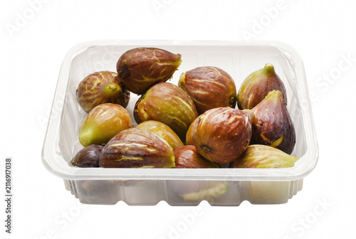 Принти на полотні Fresh Ripe Figs in a Clear Plastic Container