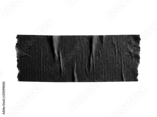 Black duct tape strip isolated on transparent background.