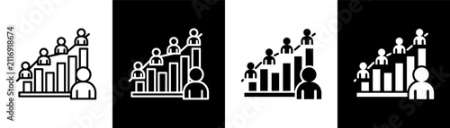 Graph white and black icon set design