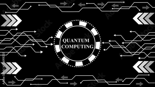 futuristic quantum computing animation, digital quantum processor display, neon quantum computing interface, holographic quantum sequence, cyber quantum technology,element,4k animation video
