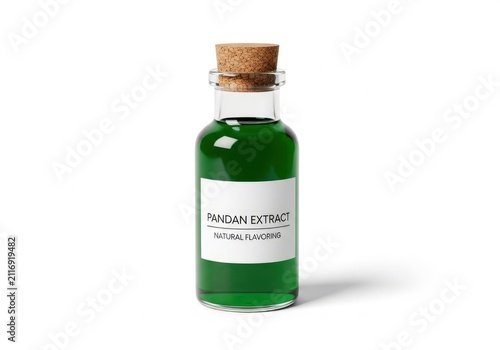 Pandan Extract in Glass Bottle with Cork.