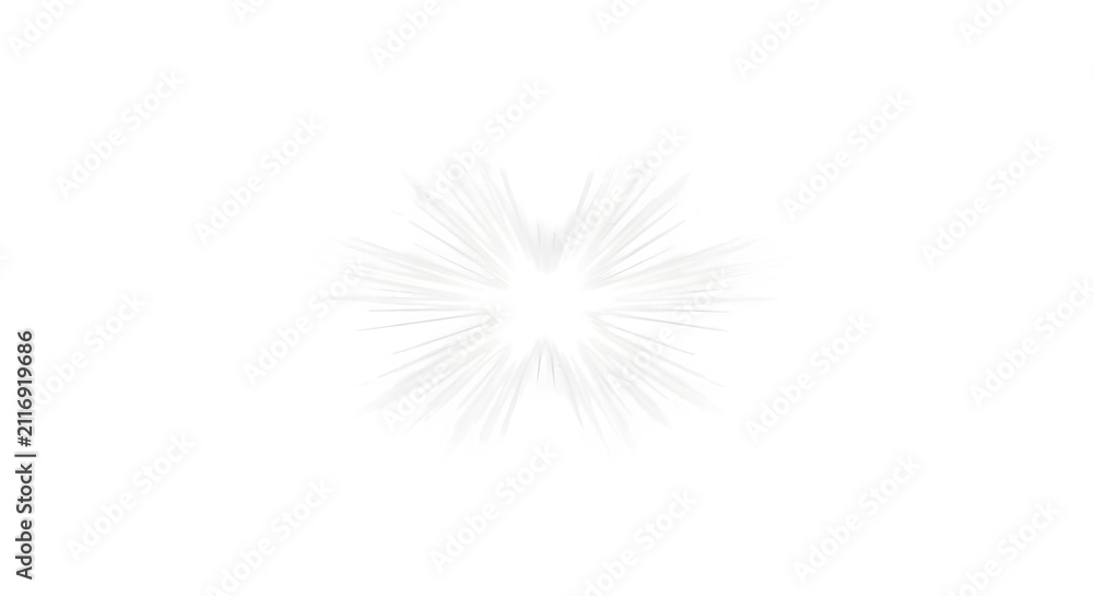 Obraz premium Abstract light burst star shape illustration with soft white rays isolated on a transparent background for graphic design projects