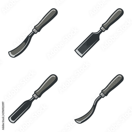 Принти на полотні Four metal sculpting chisels tools.