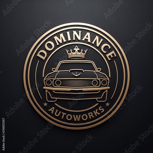 Crowned Muscle Car Logo – Luxury Performance Automotive Emblem