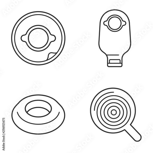 Medical Stoma Bag Icons: Ostomy Care, Ileostomy, Colostomy Supplies