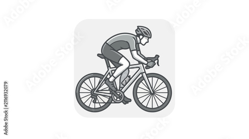 Flat vector road cyclist icon with background.
