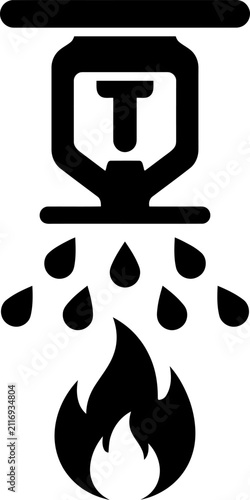 Obraz na plátne Fire sprinkler system activation icon with sprinkler