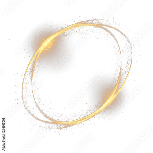 Foto Golden glowing fire ring with burning sparks and magic light effect on transpare