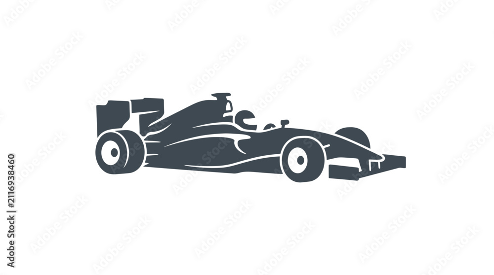 Fototapeta premium Formula one racing car silhouette side profile view.