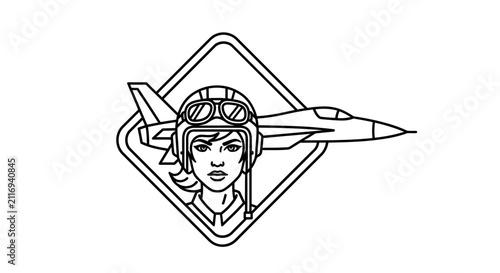 female pilot logo, aviator woman icon