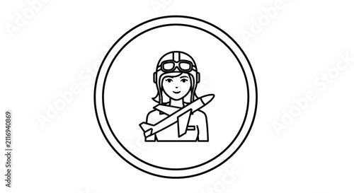 Female Pilot with Airplane Icon