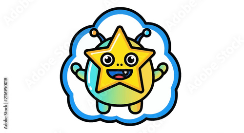 Cute Cartoon Star Monster Character - Whimsical Illustration for Kids