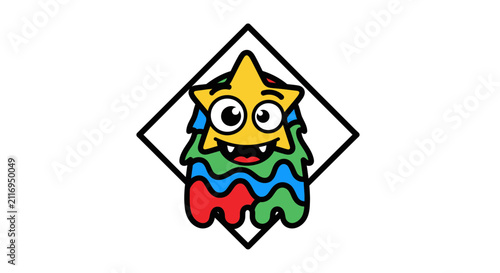 Cute Cartoon Star Monster Character Isolated on White Background