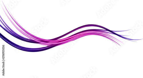 Abstract purple and pink flowing light wave lines isolated on a clean transparent background for modern digital design projects
