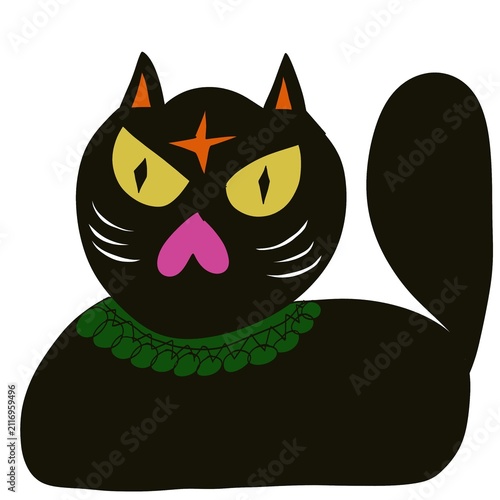 Cute Spooky Black Cat Set for Halloween Vector Illustration Collection
