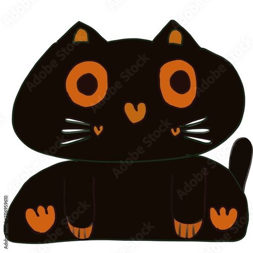 Cute Spooky Black Cat with Big Eyes