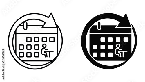 Recurring business schedule and productivity management icons with schedule