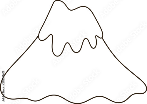 Cute Mount Fuji Line Art Minimalist Japanese Snow Mountain Cartoon Coloring Page