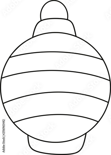 Cute hand drawn Chinese lantern black line icon minimalist cartoon portable festival lamp element