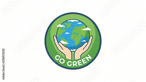 Hands Holding Earth Eco Sustainability Badge Illustration