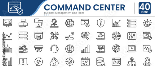 Konstfotografi Set of 40 outline icons related to Command Center