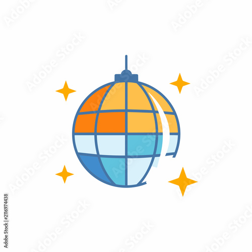 Colorful Disco Ball with Sparkles.