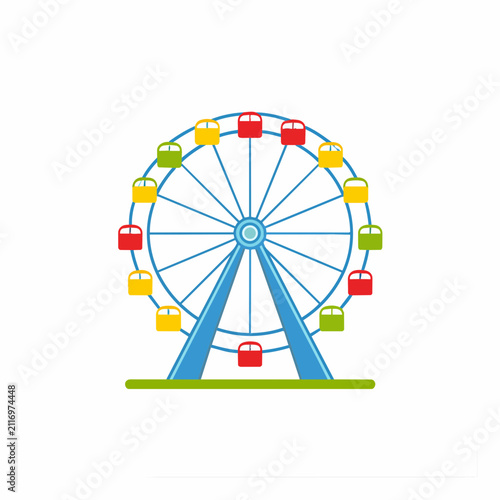 Colorful Ferris Wheel with Passengers.