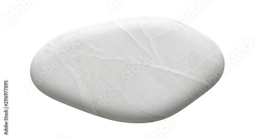 Single smooth white river stone isolated on a clean transparent background for minimalist natural design and decorative projects