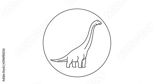 dinosaur in circle, brontosaurus icon