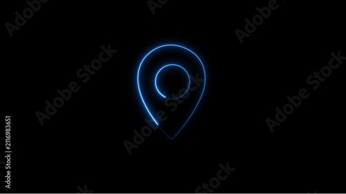 Location Pin Icon Animation on Black Background