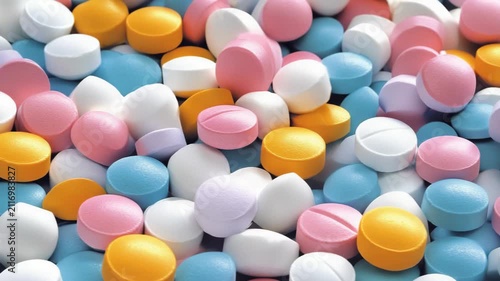 selective focus vibrant pharmaceutical pills medical science background