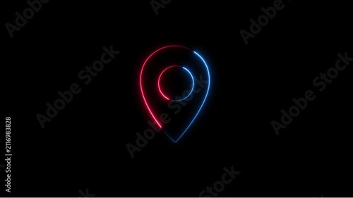 Location Pin Icon Animation on Black Background