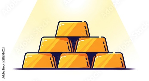 Stack of Shiny Gold Bars Illuminated by Soft Light.