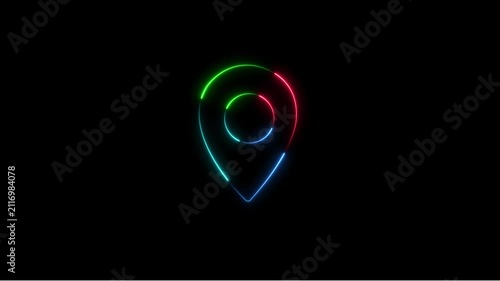 Location Pin Icon Animation on Black Background