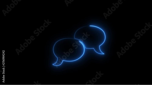 Neon Message Icon Animation on Black Background