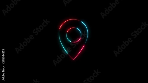 Location Pin Icon Animation on Black Background
