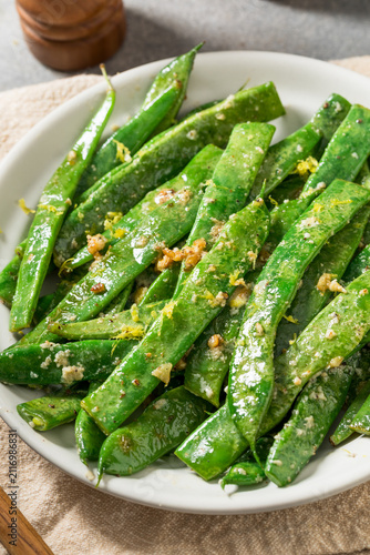 фотографія Organic Green Sauteed Cooked Green Romano Beans