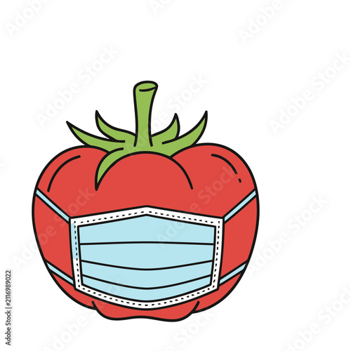 Tomato Wearing a Medical Face Mask