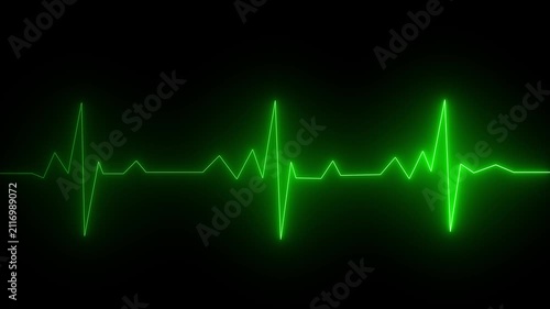 Neon Light Heartbeat Display Screen Medical Research. Cardiogram in heart shape heartbeat heat pulse glowing neon light Neon animation of heartbeat. heart beat on monitor. on 4k video animation 