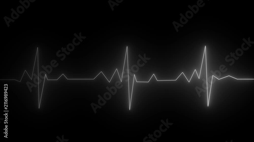 Neon Light Heartbeat Display Screen Medical Research. Cardiogram in heart shape heartbeat heat pulse glowing neon light Neon animation of heartbeat. heart beat on monitor. on 4k video animation 