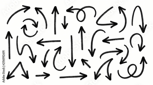 Hand drawn black arrow collection.